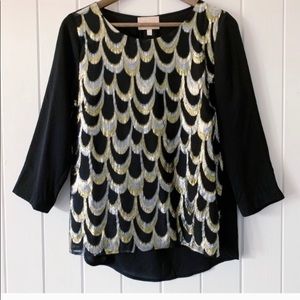 Skies Are Blue Stitch Fix Black Gold blouse
